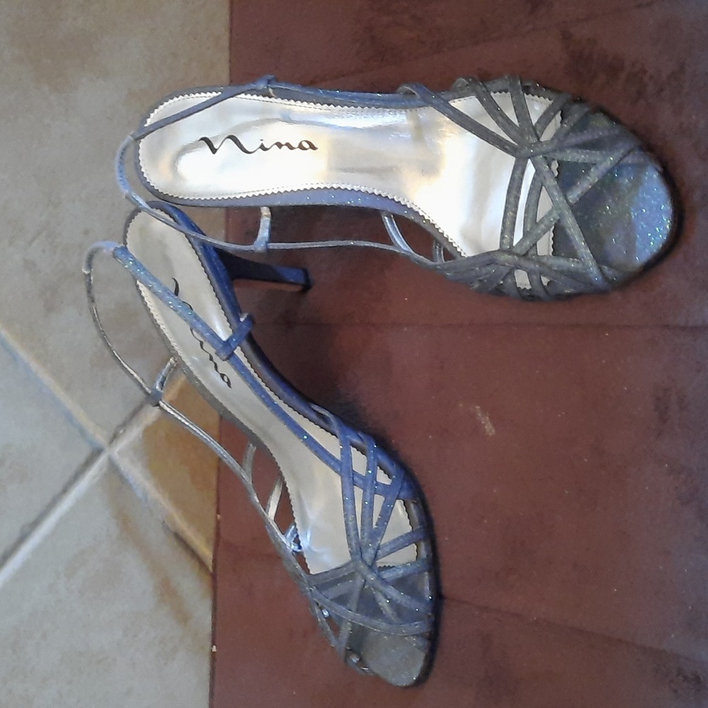 Sparkly blue strappy sandals